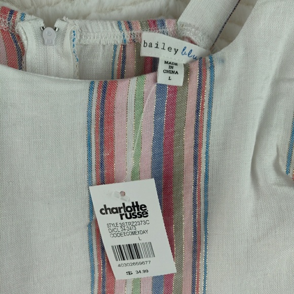 Charlotte Russe Pink and White Striped Dress Sz M - Picture 4 of 7